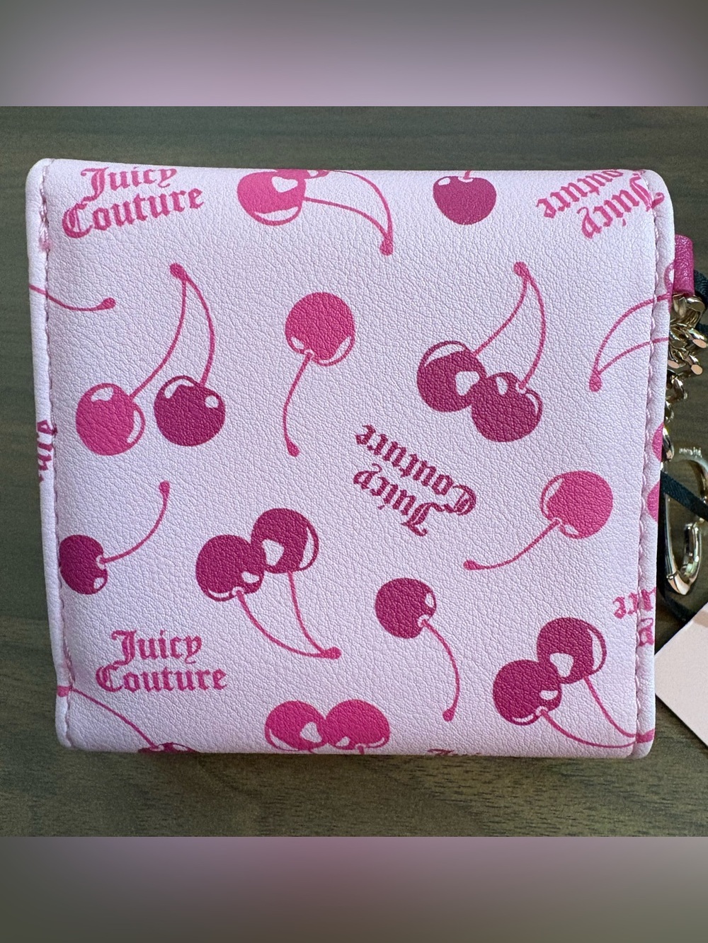 Juicy Couture Pink/Rasberry Tart Cherry on Top Mini Envelope Flap Wallet - Picture 2 of 6